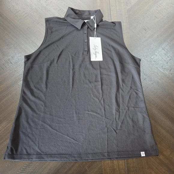 Lady Hagen Women's Medium Black Sleeveless Pique Polo Shirt New Golf Breathable - Picture 2 of 9